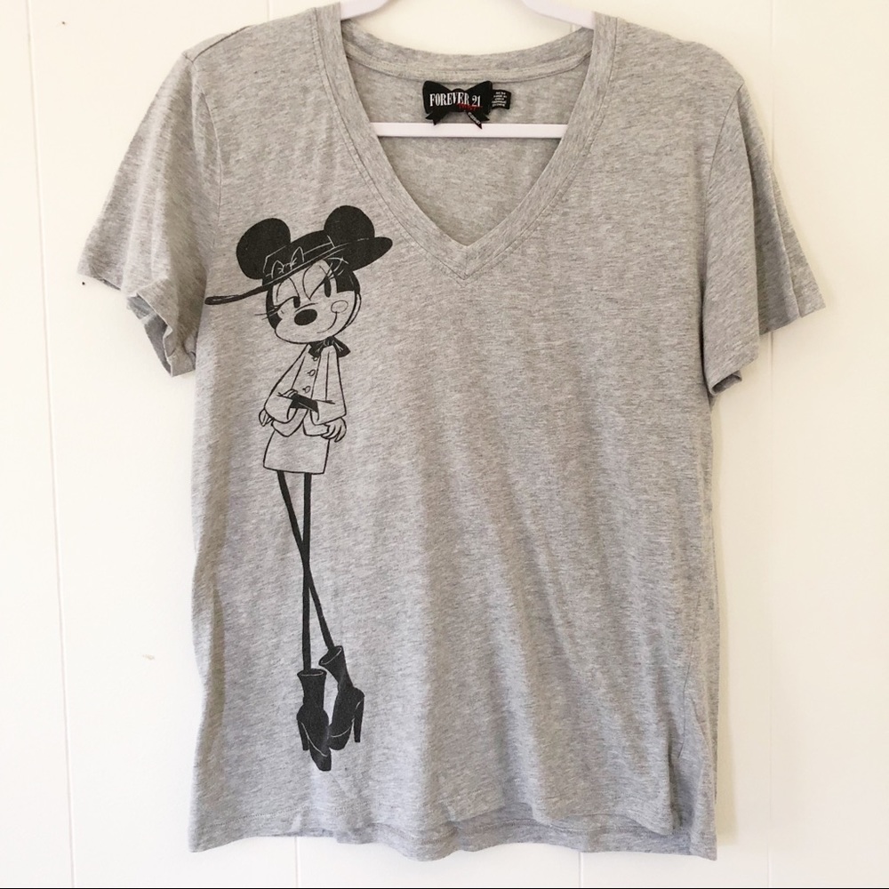 Disney Forever 21 French Fashion Minnie V Neck Tee